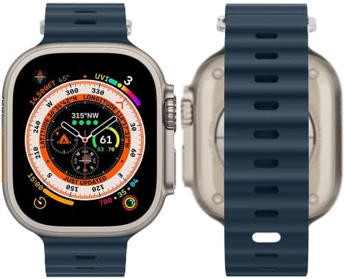 H&S Ocean Band for Apple Watch Band 44mm 38mm 45mm 40mm 49mm 41mm 42mm, за Apple Watch Series 7/8, прилагодлива јамка со метална лента за спортови за токи за Apple Watch Ultra/SE/Series 6/5/4/3/2/1
