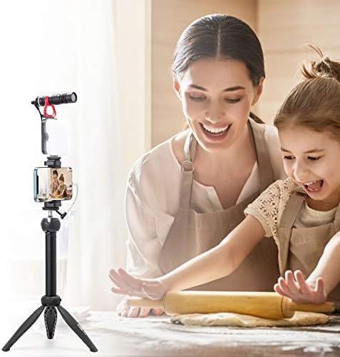 Uskeyvision смартфон Видео Vlogging Cit Video Light Extension Monopod w/Extendable Stick, за iPhone 14/13/12 Plus/Pro/Max/Mini YouTuber комплет за телефонско филмско работење