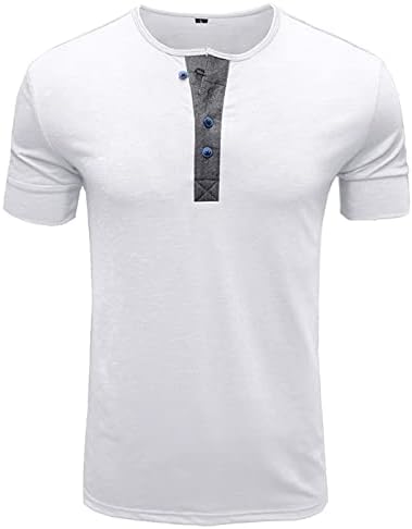 Машка мода на Хенли кошули со кратки ракави со маица со џеб класичен вклопувачки маица летни лесни врвови