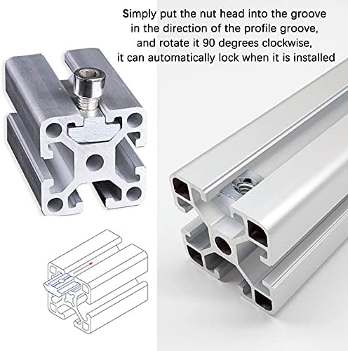 Rierdge 50 PCS 2020 Series Sliding T Nuts Metric Metric M5 Slide in Hammer Head T-орев, лизгачки Т-ореви за стандарден профил за екструзија