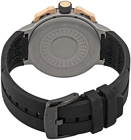 Tissot Mens T-Race Cycling 316L Case од не'рѓосувачки челик со црно-розово злато PVD облога Швајцарски кварц часовник, црн, силикон, 18