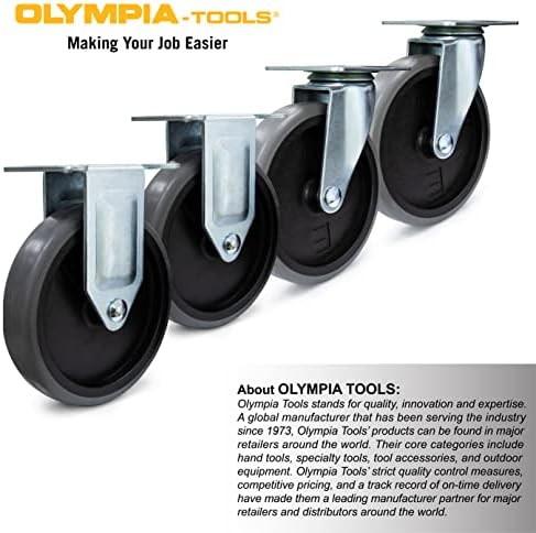 Кастери за замена на алатки Олимпија Алатки - Кастери со тешки страни, 4,7 инчи, пакет од 4 со 2 цврсти, 2 вртливите тркала, 87-884