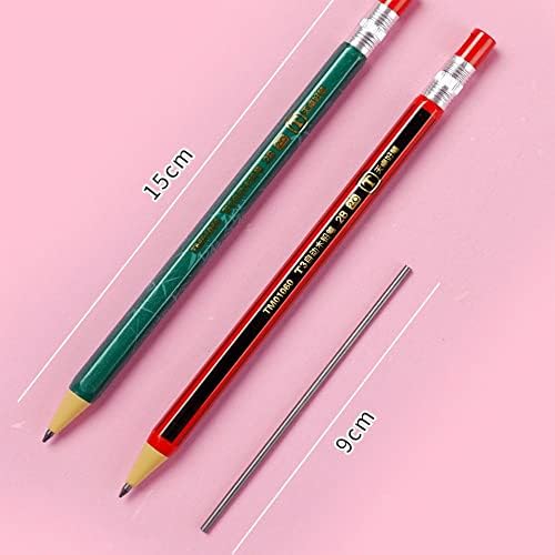 Дебело олово механички молив сет, со дебела точка на црно барел, механички моливи со полнење за пишување на канцелариски материјал за сликање на скици