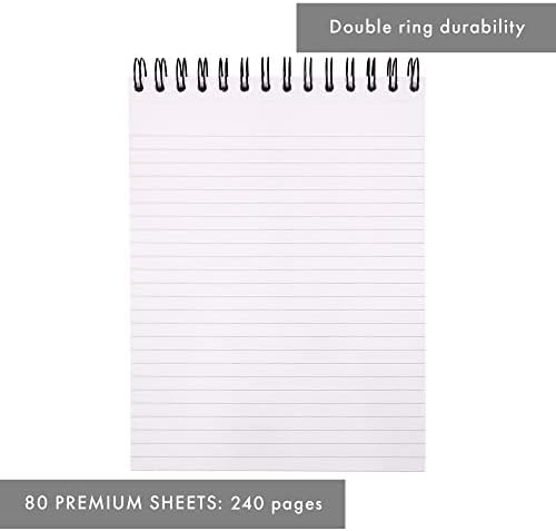 Pukka Pad, Pad Shortie Wright 3-Pack-23,5 x 17,8cm-Белешка врзана со жица со 8мм линии на бела хартија од 80gsm со перфорирани рабови за лесно отстранување-240 страници