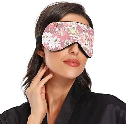 Акварел цветни розови розови дишење на очите за спиење, маска, ладно чувство за спиење на очите за летен одмор, еластична контурирана слепило за жени и мажи кои пату