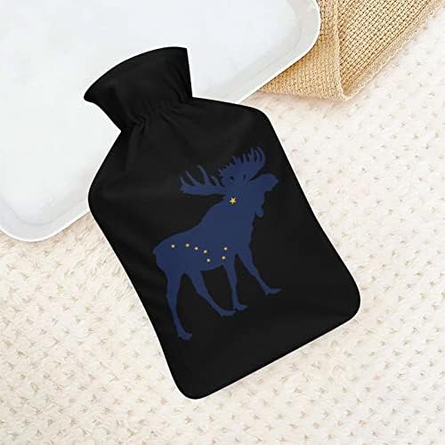 Аласка државно животинско знаме за животинско знаме печатено шише со топла вода со мека кадифен покривка од гума вода за вбризгување на вода 1000 мл