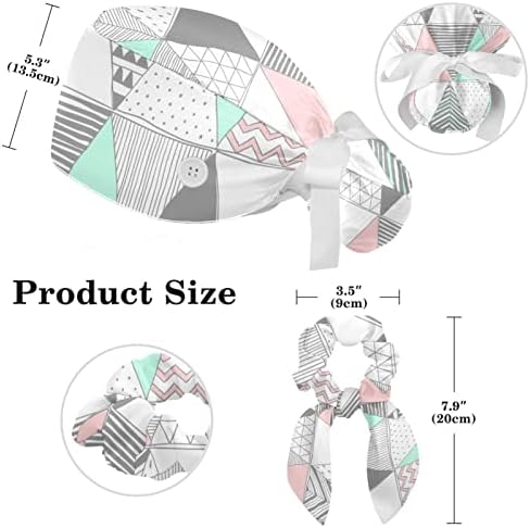 Вектор На Триаголник Во Боја на боичка Прилагодлива Капа За Чистење Капа Со Копче, Работна Капа Лента За Потење Со Машна Коса Крцкава
