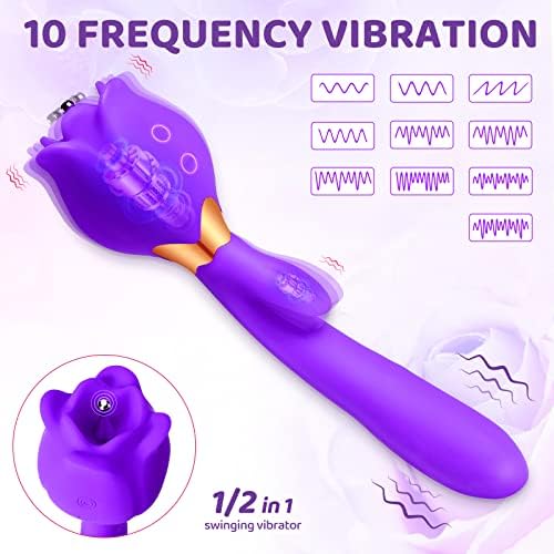 Вибратор на роза играчка за жена, 3 во 1 клиторичен стимулатор нафрлајќи g Spot Dildo Vibrator со 10 режими, игра со сексуални играчки за возрасни,