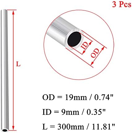 ОФОВИН 3 Парчиња 6063 Алуминиумска Тркалезна Цевка 19мм Од 9мм Внатрешна Диа 300мм Должина Беспрекорна Алуминиумска Права Цевка ЗА