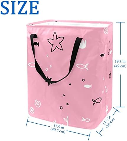 Подводни Риби Рак Школка Рака Подготви На Розова Печатење Склопувачки Перење Попречува, 60L Водоотпорен Перење Корпи За Перење Алишта Облека