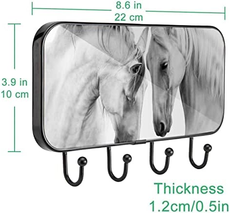 Коњ Бел Печатење Палто Решетката Ѕид Монтирање, Влезот Палто Решетката со 4 Кука За Капут Шапка Чанта Облека Бања Влезот Дневна Соба