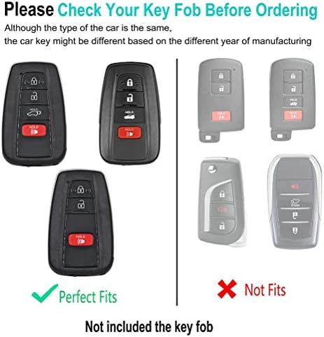 За Toyota Key Fob Cover со клуч, кожен држач за заштитник на клучеви за автомобили компатибилен со 2018 - 2023 RAV4 Highlander Camry Corolla Avalon C -HR Prius