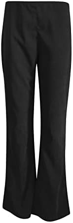 Еластични хеланки на половината Панталони цврсти високи половини тенок вклопување разгорени панталони еластична половината обична