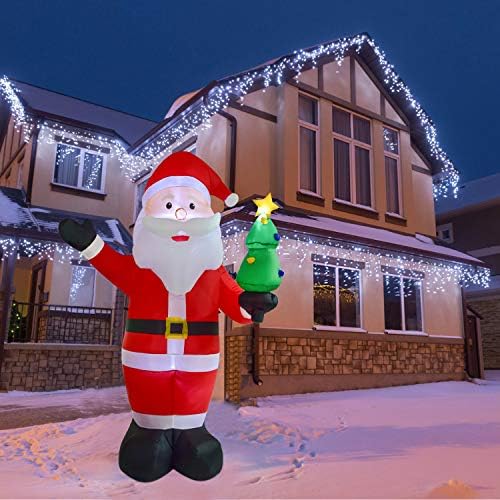 Правејќи го осветлениот надувување Дедо Мраз за Божиќ на отворено декорација - 8ft голем удар на Дедо Мраз со вградени LED светла
