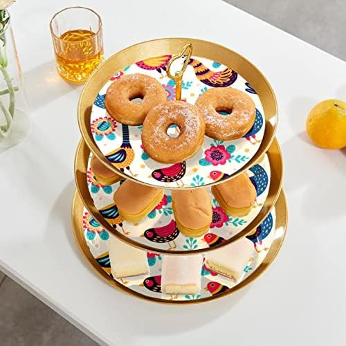 3 Нивоа Десерт Штанд Cupcake Овошје Плоча Пластични Служат Држач За Прикажување За Свадба Роденден Бебе Туш Чај Партија Украси Круг, Убава Паун