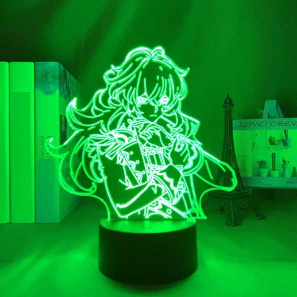 Ryusa Genshin Влијание Diluc 3d Илузија ПРЕДВОДЕНА Од Ноќно Светло, 16 Бои Столна Ламба За Домашна Декорација Роденденски Божиќни