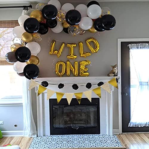 Балони Со Црни И Златни Конфети, 50 Пакувања 12 Инчни Балони За Забава Со Црно Злато За Роденденски Туш За Бебиња Свадба Дипломирање Новогодишна