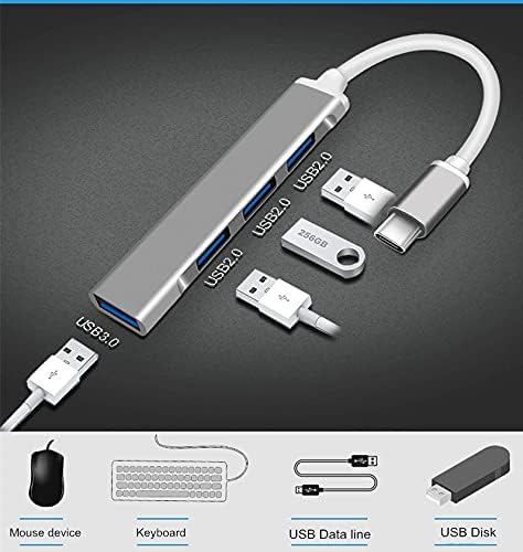 МЕЈОТАО 4-ПОРТ USB 3.0 Центар, УЛТРА-Тенок USB Центар За Податоци со Продолжен Кабел од 0.3 стапки [Полнење Не Е Поддржано], За MacBook,