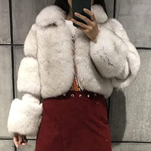 Женски зимски палто крзнено ракав големина топла јакна fauxlong плус faux надворешна облека кратка палто, жени палто