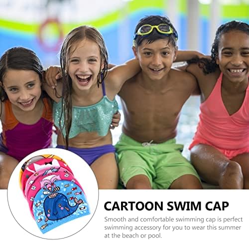 ФАВОМОТО 5 ПАРЧИЊА Детски Капачиња За Пливање За Момчиња И Девојчиња Цртан Филмски Принт Удобни Спортски Капи За Пливање Деца