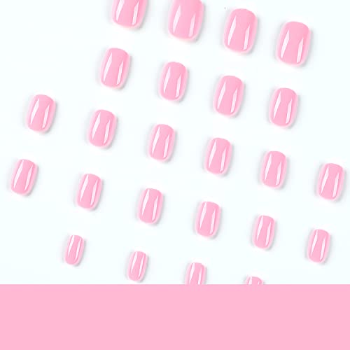 Кратки Лажни Нокти Розова Преса На Ноктите Квадратни Лажни Нокти Со Сјајни Дизајни Акрилен Лепак На Ноктите Вештачки Целосен Капак Стап На Ноктите