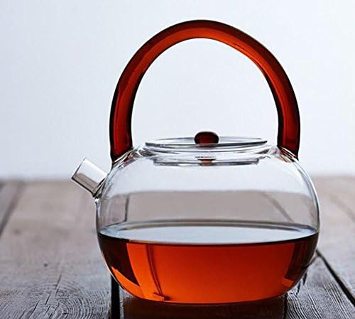 Стаклен чајник со чајник од ласвен, рачно изработено високо боросиликатно стакло, совршено за цветање и лабав чај од лисја, шпорет, микробранова