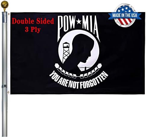 POW MIA FLAG 3X5 OUTODOR DOWEDED-US MIA POW Воени знамиња-тешки должни 3 живописни бои двојно зашиени со месинг гром за камион на отворено затворен простор