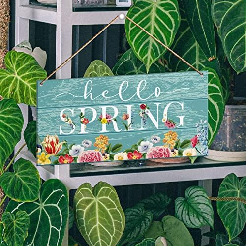 Знак за декор на пролетни wallидови, здраво пролет, гроздобер пролетни украси за домашна спална соба тремот рустикален флора виси