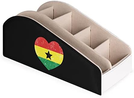 Држач за далечински управувач на знамето Гана Ретро срце со 6 оддели PU кожа далечински организатор за складирање за домашна