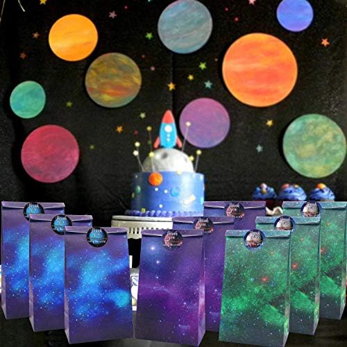 Китичино 24 Пакет Галакси Тематските Партија Материјали-Вселената Тема Партија Добрите Кеси &засилувач; Ви Благодариме Налепници - Сончевиот