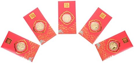 ДОИТУЛ 5 парчиња Кинески Новогодишни Црвени Пликови Година На Тигарот Традиционални Кинески Црвени Пликови Хонг Бао Кинески Хороскопски Пакет
