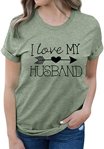 Женски жени ги сакам маиците на мојот сопруг смешни сопруги животни џемпери на срцеви графички маички дуксери