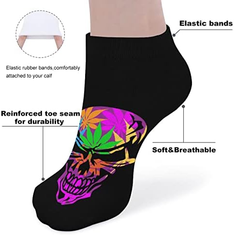 Психоделичен череп изолиран смешно трчање чорапи за глуждот атлетски чорапи без шоу за мажите жени