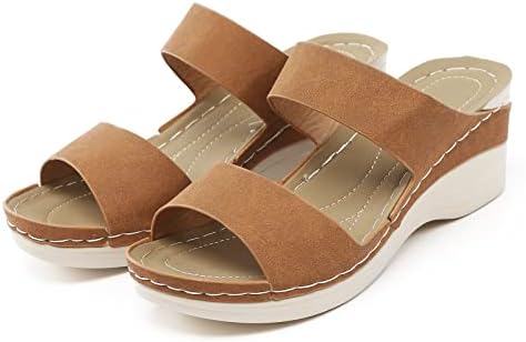 Womenенски чевли сандали цврста боја печатена кожа клин меки единствени сандали обични жени се лизгаат на сандали со големина 8