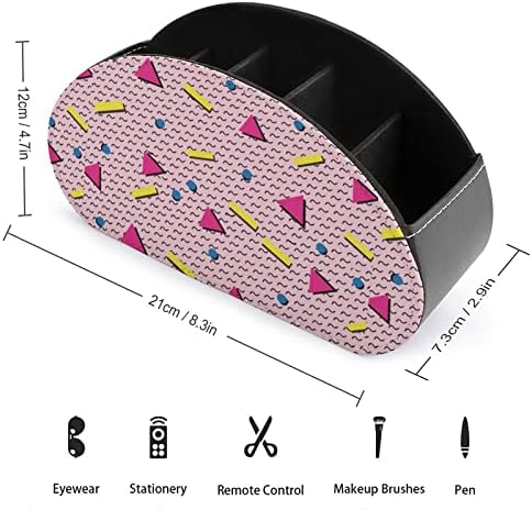 80-тите мемфис геометриски далечински управувачки кутија за складирање PU мултифункционални држачи за далечински управувачи на ТВ,