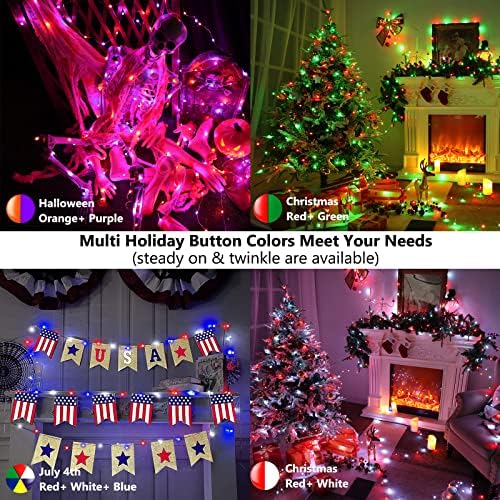 Brizlabs Божиќни самовила, светла, 66ft 200 LED LED бои што се менуваат во самовила за новогодишни светла со далечински, мулти