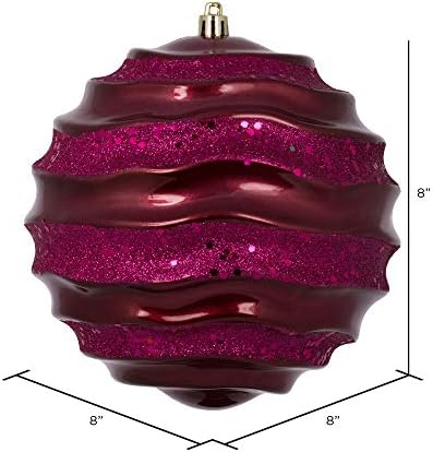 Викерман 8 Божиќен украсен бран топка, бонбони со црвена лента за бонбони со сјајни акценти, распрскувана пластика, декорација на новогодишно