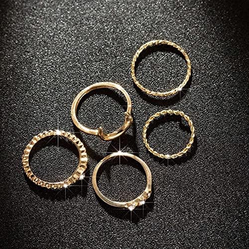 Maseенски прстени мода 5 компјутери/поставени венчаници за свадба, симулиран прстен за ангажман на дијаманти за женски накит подароци гроздобер