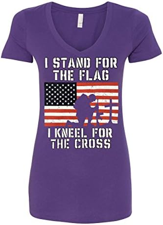 Јас се залагам за знамето, клекнам за маицата за маици на вкрстениот женски V-врат