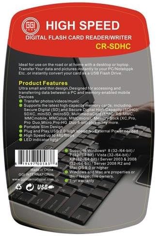 GGI CR - SDHC Безбедна Дигитална Флеш Картичка Читач СО USB 2.0 интерфејс