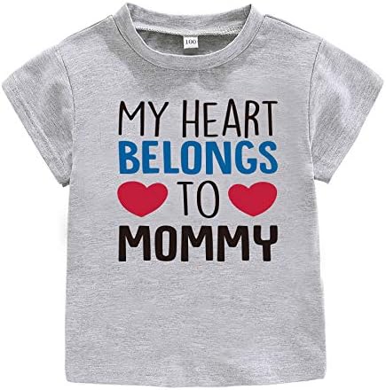 Моето срце му припаѓа на мама дете бебе девојчиња кратки ракави врвни деца на мајката облека на Денот на мајката