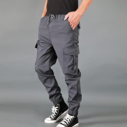 Менс карго панталони, мажи обични карго атлетски панталони лабави вклопени пешачки панталони на отворено облечени во панталони џогери со џебови