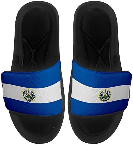 ExpressItbest Pushioned Slide -On сандали/слајдови за мажи, жени и млади - знаме на Ел Салвадор - знаме на Ел Салвадор