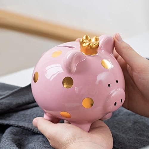 Jaugufiy цртан филм керамички свинче банка круна свиња банка за монети кутија пари за заштеда на пари за заштеда за возрасни