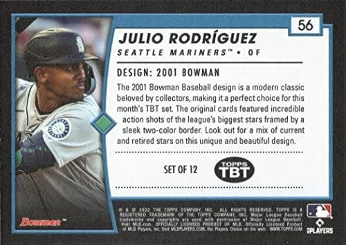 2022 Блузи Враќање Назад Четврток Бејзбол #56 Хулио Родригез Дебитант Картичка - само 3,423 направени