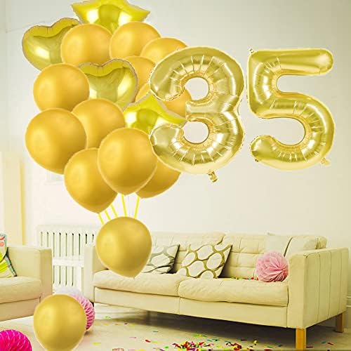 Слатки Украси за 35-ти Роденден Материјали За Забави, Златен Број 35 Балони, 35-та Фолија Миларни Балони Декорација На Балон Од Латекс,