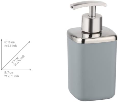 Венко Барселона диспензер за сапун, капацитет: 0,37 л, разнишано, TPE, 7 x 16 x 7 см., Греј, 7 x 16 x 7 cm
