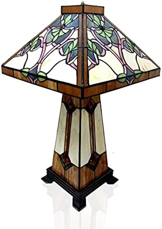 Надуоксрк Тифани фигура табела за ламба, стил на цвет, легура база, 18-инчен дијагонала, NAD13-1TB, капачиња од 3 ламби