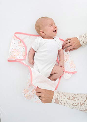 Swaddledesigns Swaddle Clain со прилагодлива обвивка, сет од 3, небесно цветно, розово