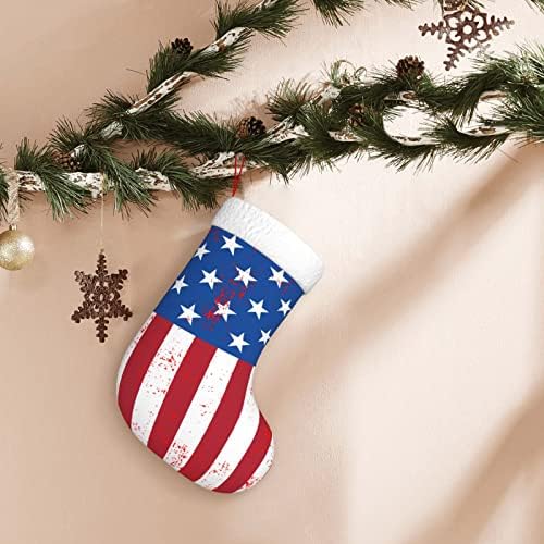 Cutedwarf Retro American Flag Cristma Codrings Божиќни украси на дрво Божиќни чорапи за Божиќни празнични забави подароци 18-инчи